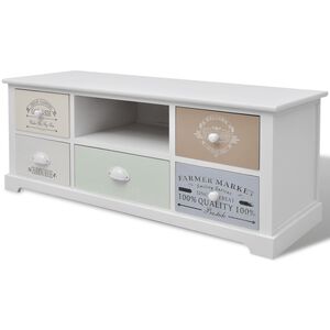vidaXL Tv Cabinet | White, Green, Beige, Multicoloured drawer fronts