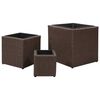 vidaXL Garden Raised Beds 3 pcs Poly Rattan Brown