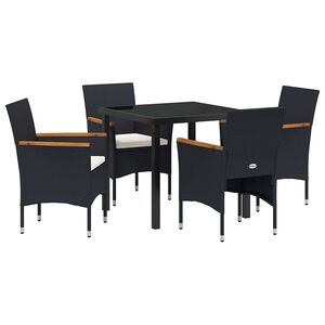 vidaXL Garden Dining Set 5 pcs Black Poly Rattan