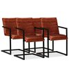 vidaXL Dining Chairs 4 pcs Brown Real Leather