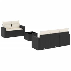 vidaXL 6 Piece Garden Sofa Set with Cushions Black Poly Rattan