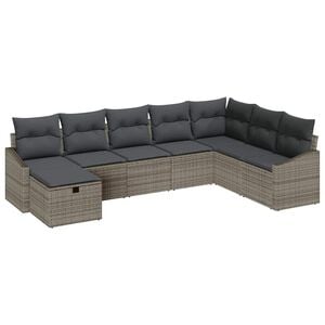 vidaXL Sofa Set with Cushion 9 pcs Poly Rattan