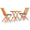 vidaXL 3 Piece Bistro Set with Grey Cushions Solid Teak Wood