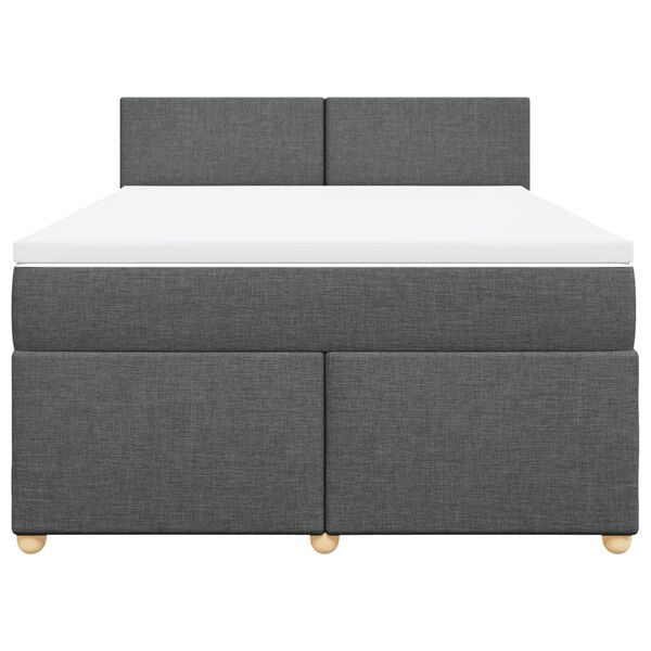 vidaXL Box Spring Bed with Mattress Dark Grey Double Fabric