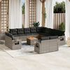 vidaXL 14 Piece Garden Sofa Set with Cushions Grey Poly Rattan
