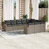 vidaXL 10 Piece Garden Sofa Set with Cushions Grey Poly Rattan