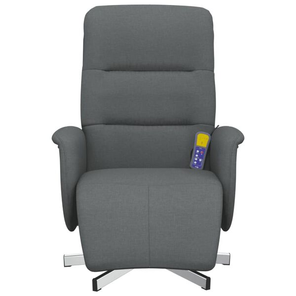 vidaXL Massage Recliner Chair with Footrest Dark Grey Fabric