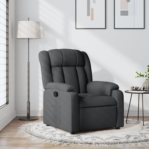 vidaXL Recliner Chair Dark Grey Fabric