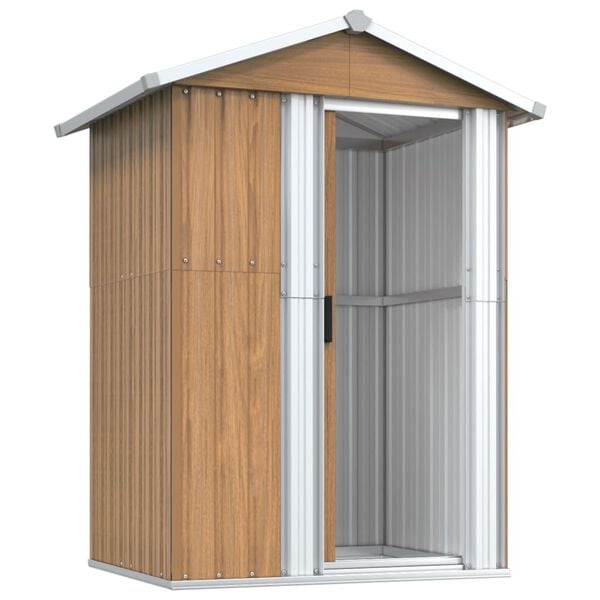 vidaXL Garden Shed Brown 126x97.5x177 cm Galvanised Steel