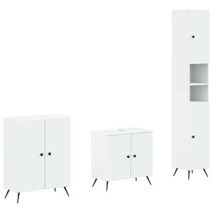 vidaXL 3 Piece Bathroom Cabinet Set BREDA White Engineered Wood