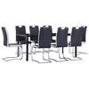 vidaXL 9 Piece Dining Set Faux Leather Black