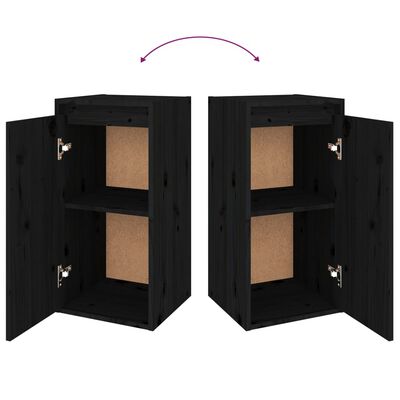 vidaXL Wall Cabinets 2 pcs Black 30x30x60 cm Solid Wood Pine
