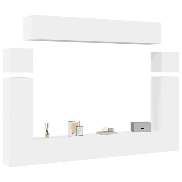 vidaXL 8 Piece TV Cabinet Set White Engineered Wood
