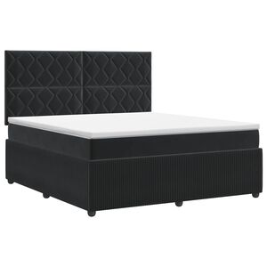 vidaXL Box Spring Bed with Mattress with Headboard Black Double Velvet