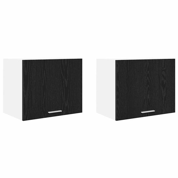 vidaXL Hanging Cabinet 2 pcs Black Oak and White 50 x 31 x 40 cm
