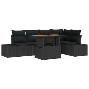 vidaXL Garden Dining Set with Cushion 6 pcs Black and Brown