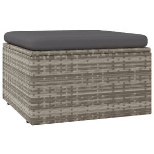vidaXL Garden Footrest with Cushion Grey 55x55x30 cm Poly Rattan