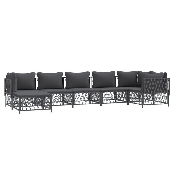 vidaXL 7 Piece Garden Lounge Set with Cushions Anthracite Steel