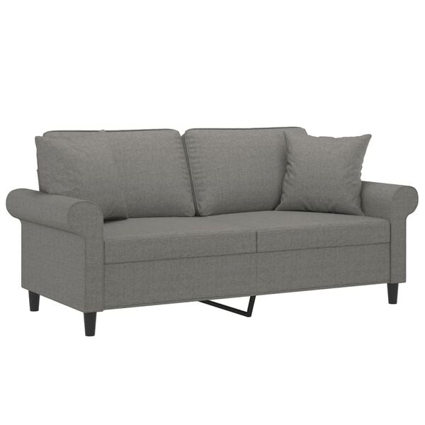 vidaXL 2-Seater Sofa with Pillows&Cushions Dark Grey 140 cm Fabric