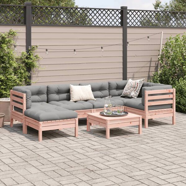 vidaXL 7 Piece Garden Sofa Set with Cushions Solid Wood Douglas Fir