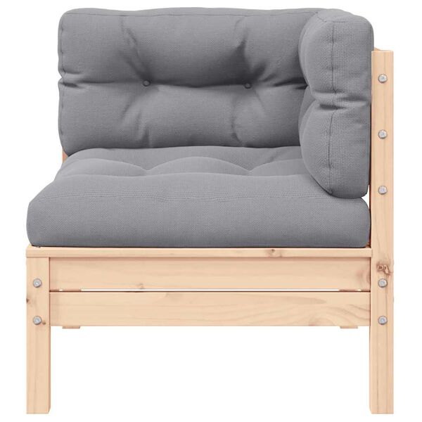 vidaXL 3 Piece Garden Lounge Set with Grey Cushions Solid Pinewood