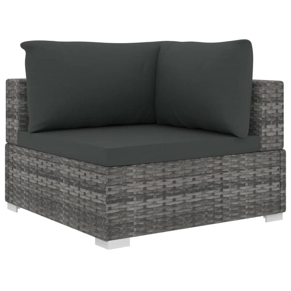 vidaXL 4 Piece Garden Lounge Set with Cushions Poly Rattan Grey