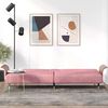 vidaXL Sofa Bed with Cup Holders Pink Velvet
