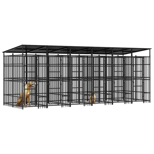 vidaXL Outdoor Dog Kennel with Roof Steel 11.06 m&sup2;