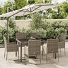 vidaXL 7 Piece Garden Dining Set with Cushions Grey Poly Rattan
