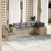 vidaXL 6 Piece Garden Sofa Set with Cushions Beige Poly Rattan