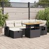 vidaXL 8 Piece Garden Sofa Set with Cushions Black Poly Rattan Acacia