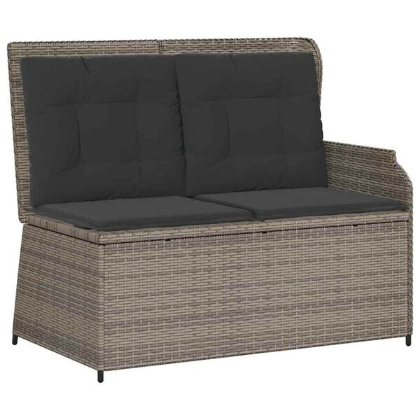vidaXL Garden Bench with Cushion Grey Poly rattan