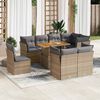 vidaXL 9 Piece Garden Sofa Set with Cushions Beige Poly Rattan