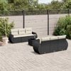 vidaXL 7 Piece Garden Sofa Set with Cushions Black Poly Rattan