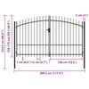 vidaXL Fence Gate Double Door with Spike Top Steel 299.5x224.5 cm Black