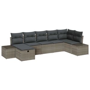 vidaXL Sofa Set with Cushion 7 pcs Poly Rattan