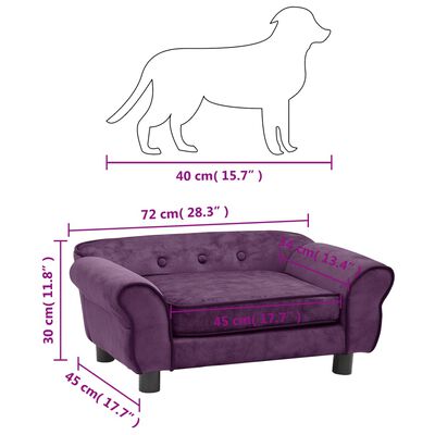 vidaXL Dog Sofa Burgundy 72x45x30 cm Plush