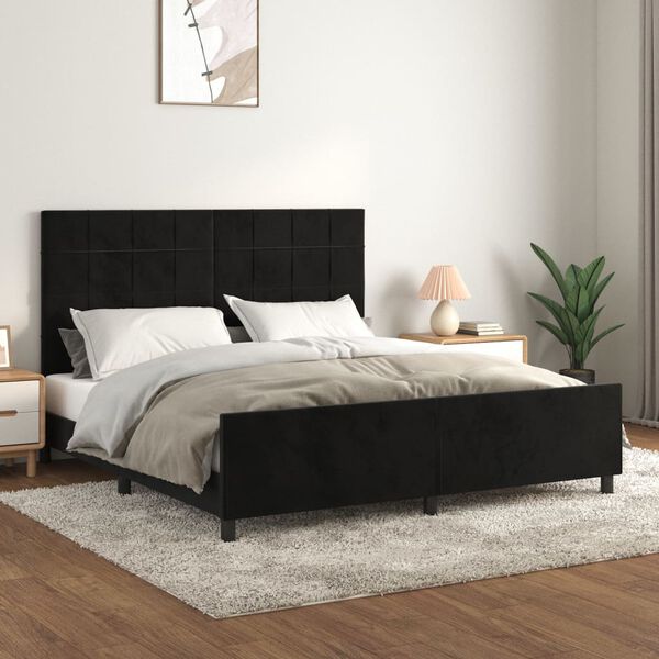 vidaXL Bed Frame without Mattress Black 152x203 cm Queen Velvet