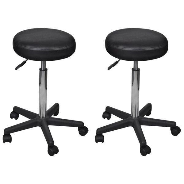 vidaXL Office Stools 2 pcs Black 35.5x84 cm Faux Leather