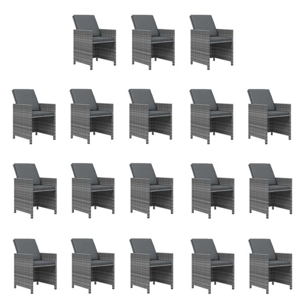 vidaXL 15 Piece Garden Dining Set with Cushions Poly Rattan Grey