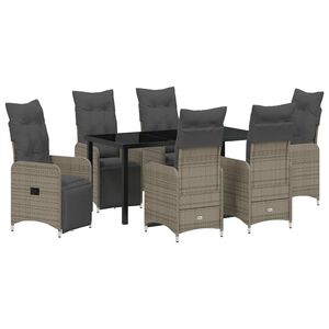 vidaXL Garden Dining Set 7 pcs Grey Poly Rattan