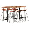 vidaXL 7 Piece Bar Set Solid Wood Reclaimed and Real Leather