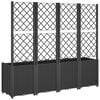 vidaXL Garden Planter with Trellis Black 160x40x140 cm PP