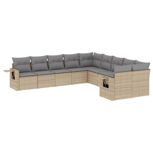 vidaXL 10 Piece Garden Sofa Set with Cushions Beige Poly Rattan