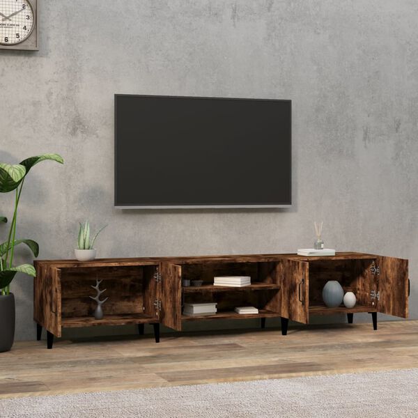 vidaXL TV Cabinet Smoked Oak 180x31.5x40 cm Engineered Wood