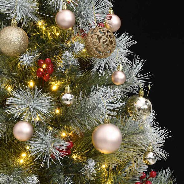 vidaXL Artificial Hinged Christmas Tree 150 LEDs & Ball Set 120 cm