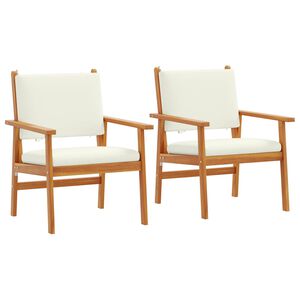 vidaXL Garden Chair 2 pcs Cream White Solid Acacia Wood
