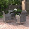 vidaXL 5 Piece Garden Dining Set with Cushions Poly Rattan and Glass
