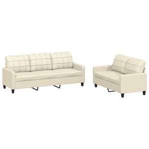 vidaXL 2 Piece Sofa Set with Cushions Cream Faux Leather