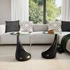 vidaXL Coffee Table 2 pcs with Round Glass Top High Gloss Black